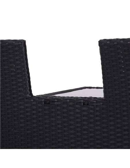 Outsunny Garden Rattan 2 Seater Companion Seat Wicker Love Seat Weave Partner Bench w/ Cushions Patio Outdoor Furniture (Black) - pic 22017 | FastDaddyshop