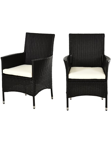 Outsunny 2 Seater Outdoor Rattan Armchair Dining Chair Garden Patio Furniture w/ Armrests Cushions Deep Coffee - pic 22038 | FastDaddyshop