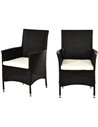 Outsunny 2 Seater Outdoor Rattan Armchair Dining Chair Garden Patio Furniture w/ Armrests Cushions Deep Coffee