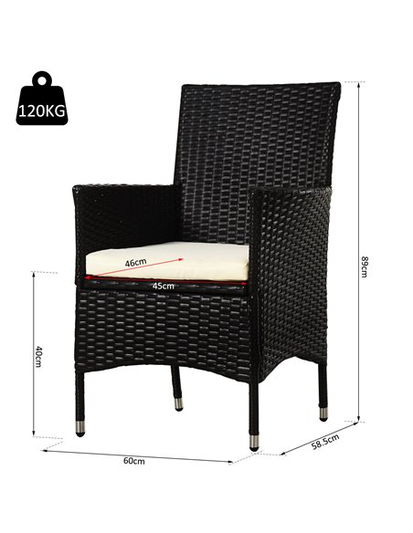 Outsunny 2 Seater Outdoor Rattan Armchair Dining Chair Garden Patio Furniture w/ Armrests Cushions Deep Coffee - pic 22040 | FastDaddyshop