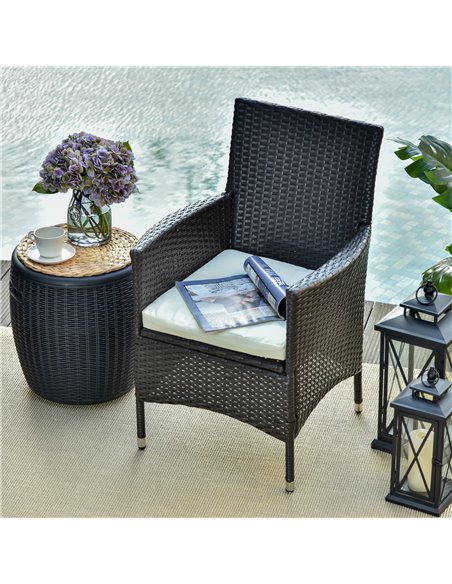 Outsunny 2 Seater Outdoor Rattan Armchair Dining Chair Garden Patio Furniture w/ Armrests Cushions Deep Coffee - pic 22041 | FastDaddyshop