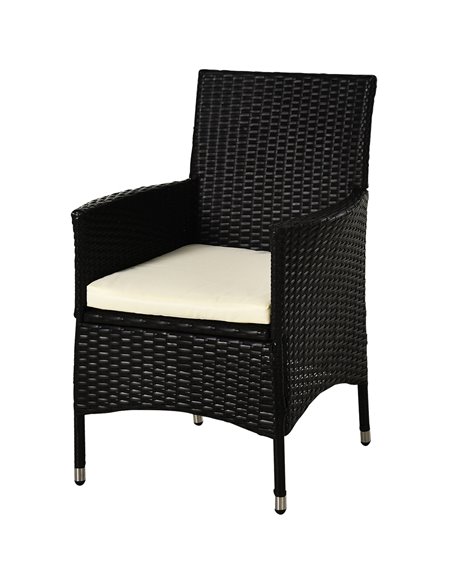 Outsunny 2 Seater Outdoor Rattan Armchair Dining Chair Garden Patio Furniture w/ Armrests Cushions Deep Coffee - pic 22045 | FastDaddyshop