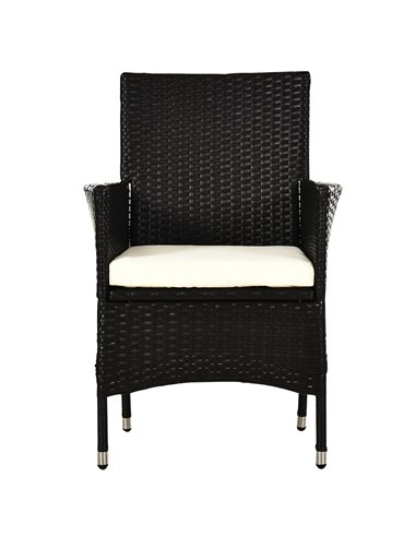 Outsunny 2 Seater Outdoor Rattan Armchair Dining Chair Garden Patio Furniture w/ Armrests Cushions Deep Coffee