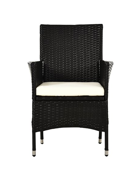 Outsunny 2 Seater Outdoor Rattan Armchair Dining Chair Garden Patio Furniture w/ Armrests Cushions Deep Coffee - pic 22046 | FastDaddyshop