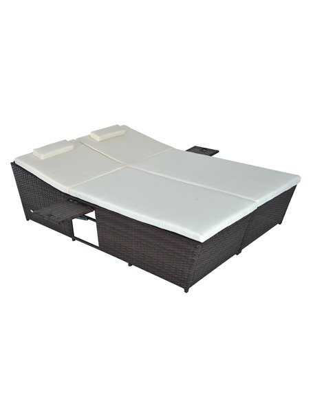 Outsunny 2 Seater Adjustable Double Rattan W/Tray-Brown/Cream-White - pic 22051 | FastDaddyshop