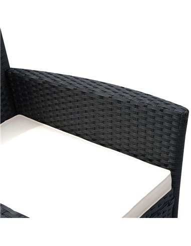Outsunny 2 Seater Rattan Campanion Chair Wicker Loveseat Outdoor Patio Armchair with Drink Table Garden Furniture - Black