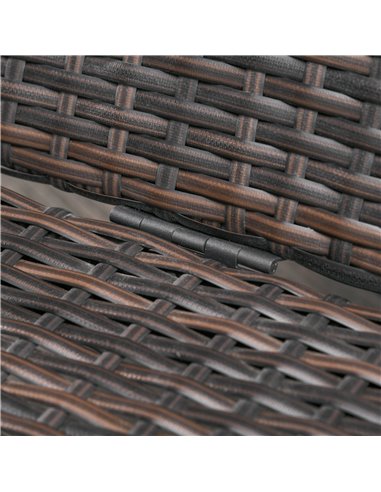 Outsunny 2 Seater Garden Rattan Sun Lounger Outdoor Wicker Recliner Weave Reclining Chair Bed Patio Furniture Adjustable Relaxer