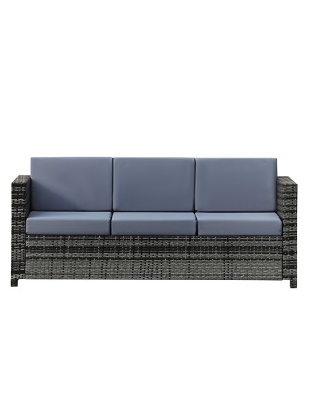 Outsunny Garden Rattan Sofa 3 Seater All-Weather Wicker Weave Metal Frame Chair with Fire Resistant Cushion - Grey - pic 22120 | FastDaddyshop