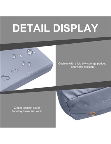 Outsunny Garden Rattan Sofa 3 Seater All-Weather Wicker Weave Metal Frame Chair with Fire Resistant Cushion - Grey