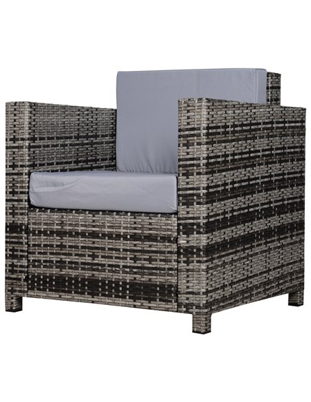 Outsunny 1 Seater Rattan Garden Chair All-Weather Wicker Weave Single Sofa Armchair with Fire Resistant Cushion - Grey - pic 22129 | FastDaddyshop