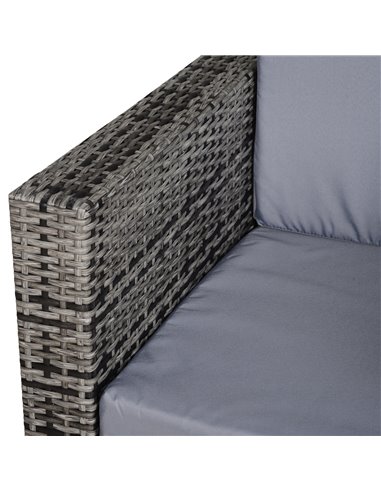 Outsunny 1 Seater Rattan Garden Chair All-Weather Wicker Weave Single Sofa Armchair with Fire Resistant Cushion - Grey