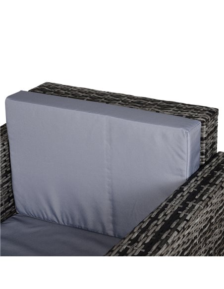 Outsunny 1 Seater Rattan Garden Chair All-Weather Wicker Weave Single Sofa Armchair with Fire Resistant Cushion - Grey - pic 22135 | FastDaddyshop