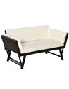 Outsunny 2 Seater Rattan Folding Daybed Sofa Bench Garden Chaise Lounger Loveseat with Cushion Outdoor Patio Brown