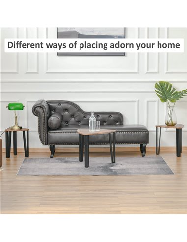 HOMCOM 3 PCs MDF Steel Nesting Table Coffee Table Set, Walnut Wood Grain