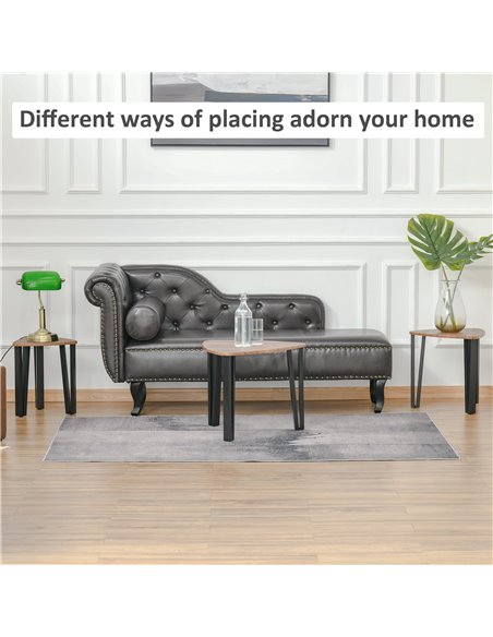 HOMCOM 3 PCs MDF Steel Nesting Table Coffee Table Set, Walnut Wood Grain - pic 22158 | FastDaddyshop