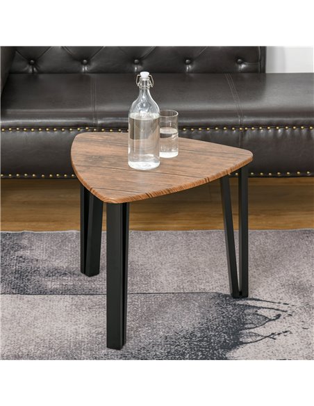 HOMCOM 3 PCs MDF Steel Nesting Table Coffee Table Set Multifunctional End Side Table Living Room Furniture Walnut Wood Grain - pic 22161 | FastDaddyshop