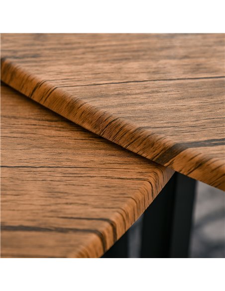 HOMCOM 3 PCs MDF Steel Nesting Table Coffee Table Set Multifunctional End Side Table Living Room Furniture Walnut Wood Grain - pic 22162 | FastDaddyshop