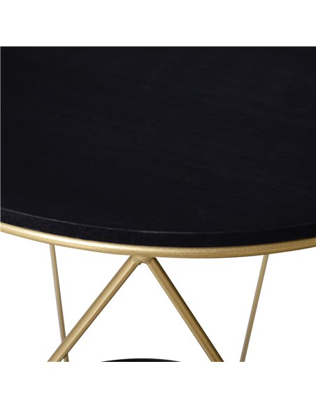HOMCOM Wood Metal Coffee Round Table W/Storage Sofa End Side Coffee Table Bedroom Modern Decoration Furniture - Black Gold Color - pic 22171 | FastDaddyshop