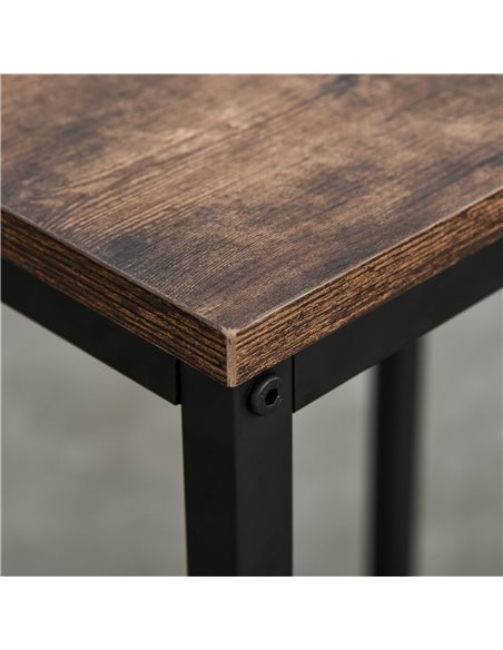 HOMCOM Bar Table Set, 3 Pieces Coffee Table With 2 Stools & Side Shelf, Rustic Brown - pic 22190 | FastDaddyshop