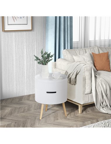 HOMCOM 3-Part Side Coffee Table End Desk with Rotated Opening, Detachable Tray, White