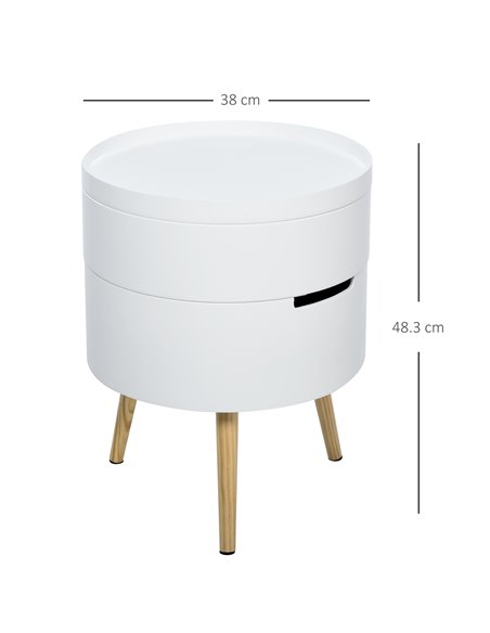 HOMCOM 3-Part Side Coffee Table End Desk with Rotated Opening, Detachable Tray, White - pic 22193 | FastDaddyshop
