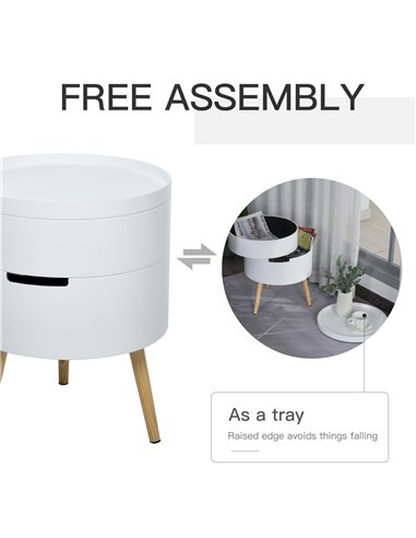 HOMCOM 3-Part Side Coffee Table End Desk with Rotated Opening, Detachable Tray, White