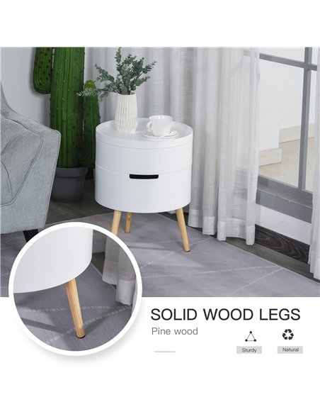 HOMCOM 3-Part Side Coffee Table End Desk Night Stand Storage Organiser with Rotated Opening, Detachable Tray, White - pic 22196 | FastDaddyshop