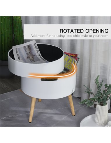HOMCOM 3-Part Side Coffee Table End Desk Night Stand Storage Organiser with Rotated Opening, Detachable Tray, White