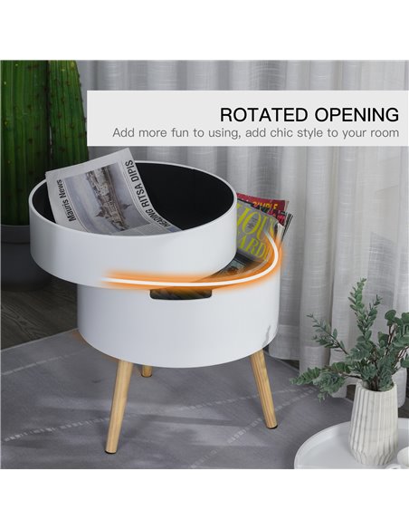 HOMCOM 3-Part Side Coffee Table End Desk Night Stand Storage Organiser with Rotated Opening, Detachable Tray, White - pic 22199 | FastDaddyshop