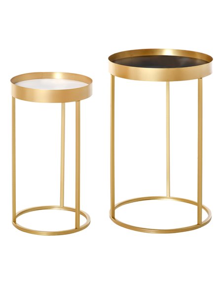HOMCOM Set of 2 Nesting Coffee Tables with Gold Metal Base, Embedded Tabletop in Marble Color - pic 22200 | FastDaddyshop