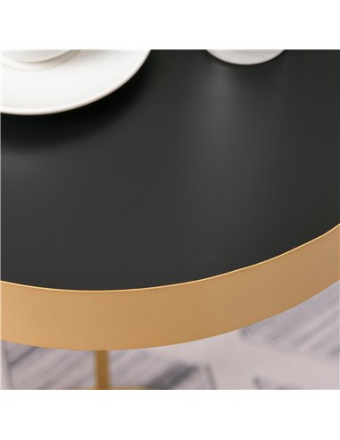 HOMCOM Set of 2 Nesting Coffee Tables with Gold Metal Base, Nest of Tables with Embedded Tabletop in Marble Color, Living Room, 