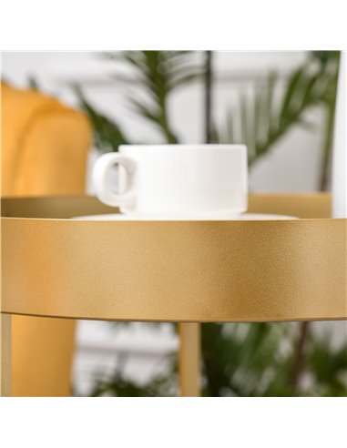 HOMCOM Set of 2 Nesting Coffee Tables with Gold Metal Base, Nest of Tables with Embedded Tabletop in Marble Color, Living Room, 