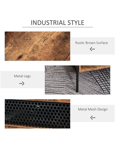 HOMCOM Industrial Coffee Table with Drawer and Open Storage Compartment, Rustic Brown