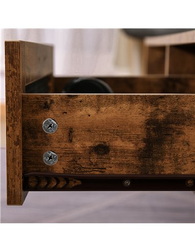 HOMCOM Industrial Coffee Table with Drawer and Open Storage Compartment, Metal Legs, for Living Room, Rustic Brown