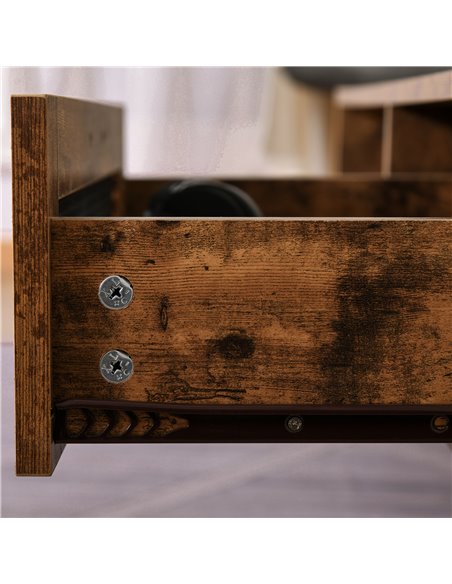 HOMCOM Industrial Coffee Table with Drawer and Open Storage Compartment, Metal Legs, for Living Room, Rustic Brown - pic 22216 | FastDaddyshop