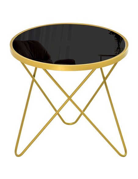 HOMCOM Ф40cm Glass Coffee Table with Tempered Glass Top and Golden Metal Legs - pic 22236 | FastDaddyshop