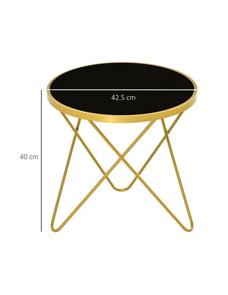 HOMCOM Ф40cm Glass Coffee Table with Tempered Glass Top and Golden Metal Legs - pic 22238 | FastDaddyshop
