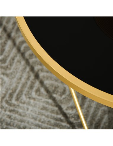HOMCOM Ф40cm Glass Coffee Table with Tempered Glass Top and Golden Metal Legs