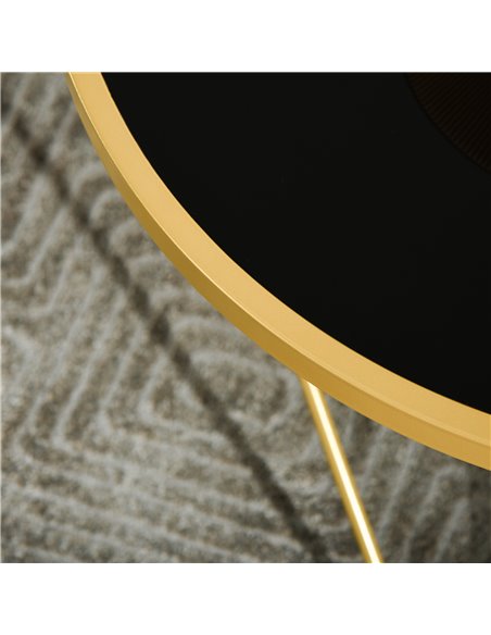 HOMCOM Ф40cm Glass Coffee Table with Tempered Glass Top and Golden Metal Legs - pic 22243 | FastDaddyshop