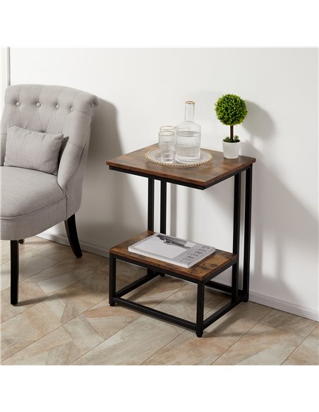 HOMCOM Modern Coffee Table with Steel Frame and Adjustable Non-Slip Feet, Rustic Brown - pic 22246 | FastDaddyshop