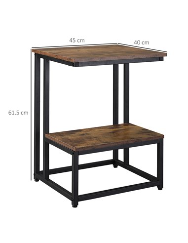 HOMCOM Modern Coffee Table with Steel Frame and Adjustable Non-Slip Feet, Rustic Brown