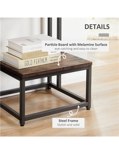 HOMCOM Modern Coffee Table with Steel Frame and Adjustable Non-Slip Feet, Rustic Brown - pic 22248 | FastDaddyshop