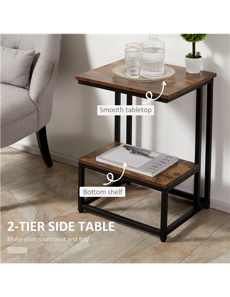 HOMCOM Modern Coffee Table with Steel Frame and Adjustable Non-Slip Feet, Rustic Brown - pic 22249 | FastDaddyshop