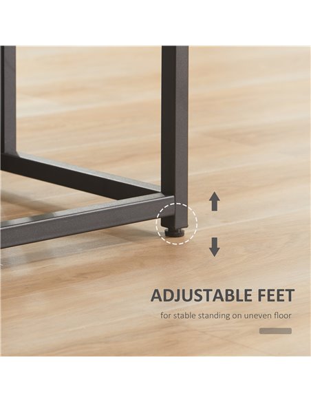 HOMCOM Modern Coffee Table with Steel Frame and Adjustable Non-Slip Feet, Rustic Brown - pic 22250 | FastDaddyshop