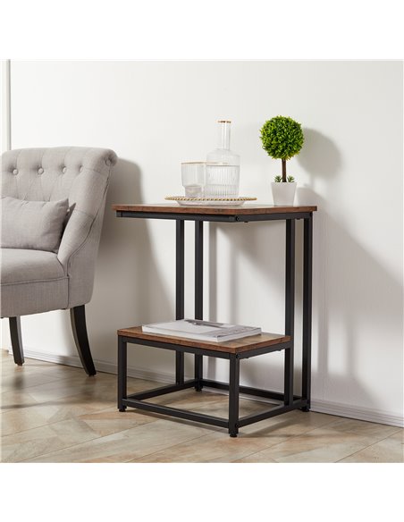 HOMCOM Modern Coffee Table with Steel Frame and Adjustable Non-Slip Feet, Rustic Brown - pic 22251 | FastDaddyshop
