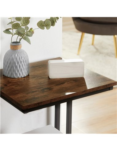 HOMCOM Side Table, Doule Layer End Table, Modern Coffee Table with Steel Frame and Adjustable Non-Slip Feet for Living room, Bed