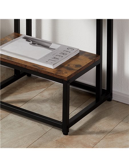 HOMCOM Modern Coffee Table with Steel Frame and Adjustable Non-Slip Feet, Rustic Brown - pic 22253 | FastDaddyshop