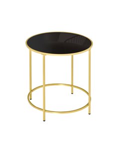 HOMCOM Ф47.5cm Morden Coffee Table with Gold Metal Base, Tempered Glass Tabletop