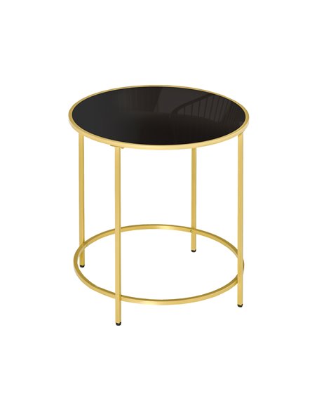 HOMCOM Ф47.5cm Morden Coffee Table with Gold Metal Base, Tempered Glass Tabletop - pic 22254 | FastDaddyshop