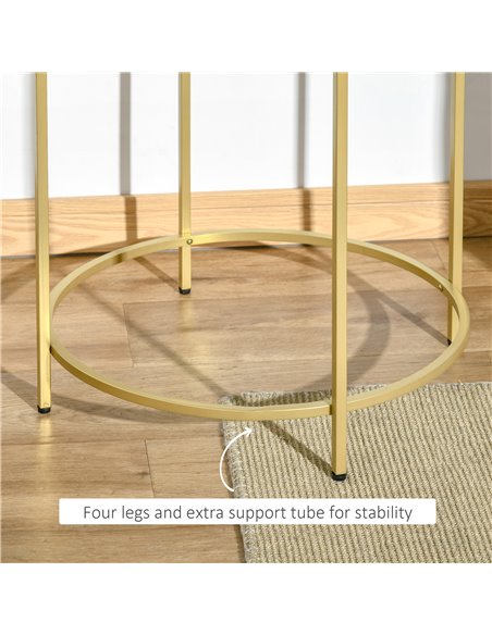 HOMCOM Ф47.5cm Morden Coffee Table with Gold Metal Base, Tempered Glass Tabletop - pic 22258 | FastDaddyshop